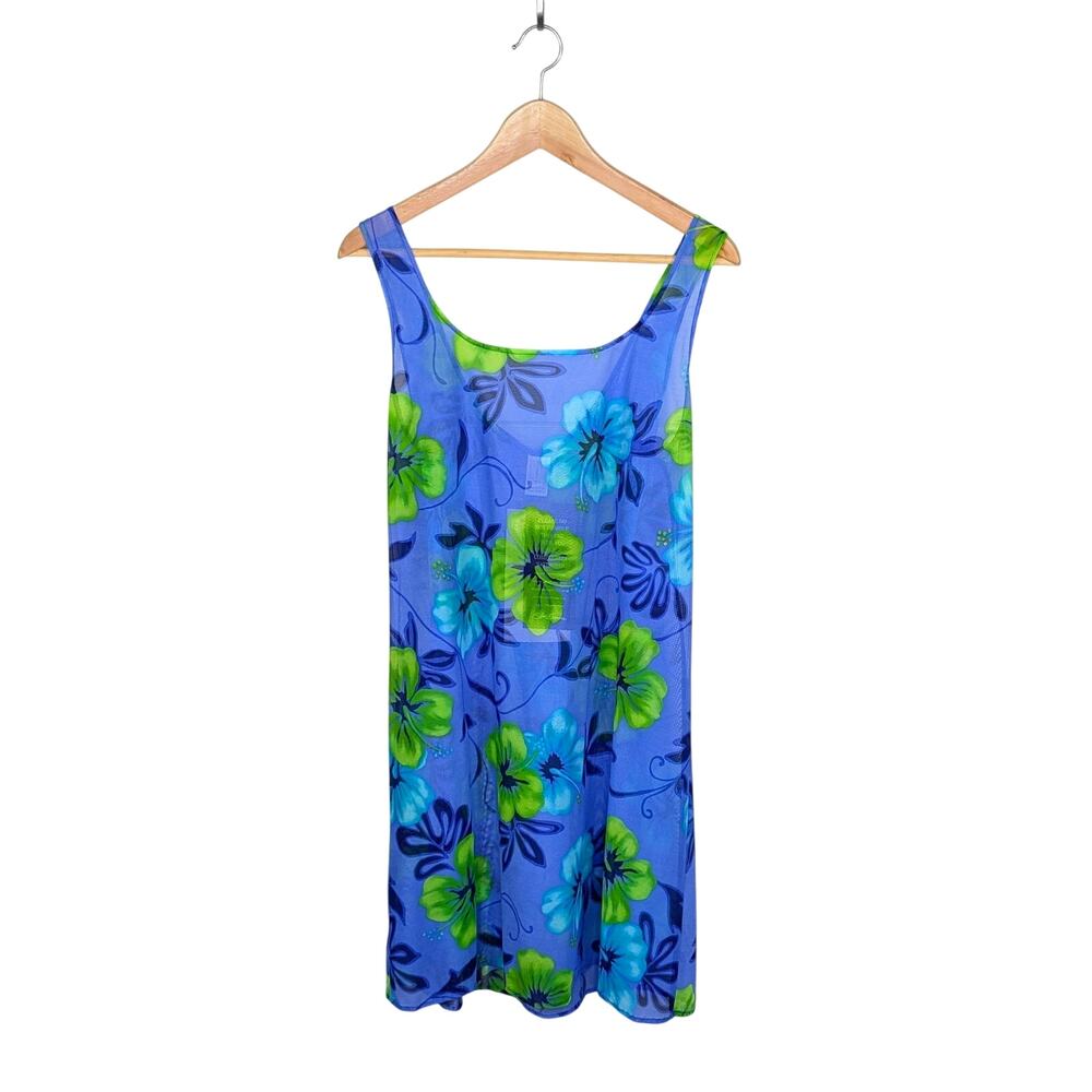Vintage Y2K Sessa Swim Coverup Women’s Large Floral Mesh Tropical Made in USA